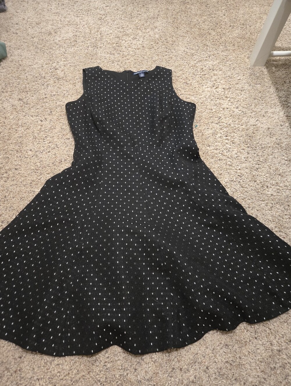 American Living Sleeveless Black Polka Dot Fit-and-Flare Dress